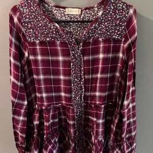 Plaid and floral button down